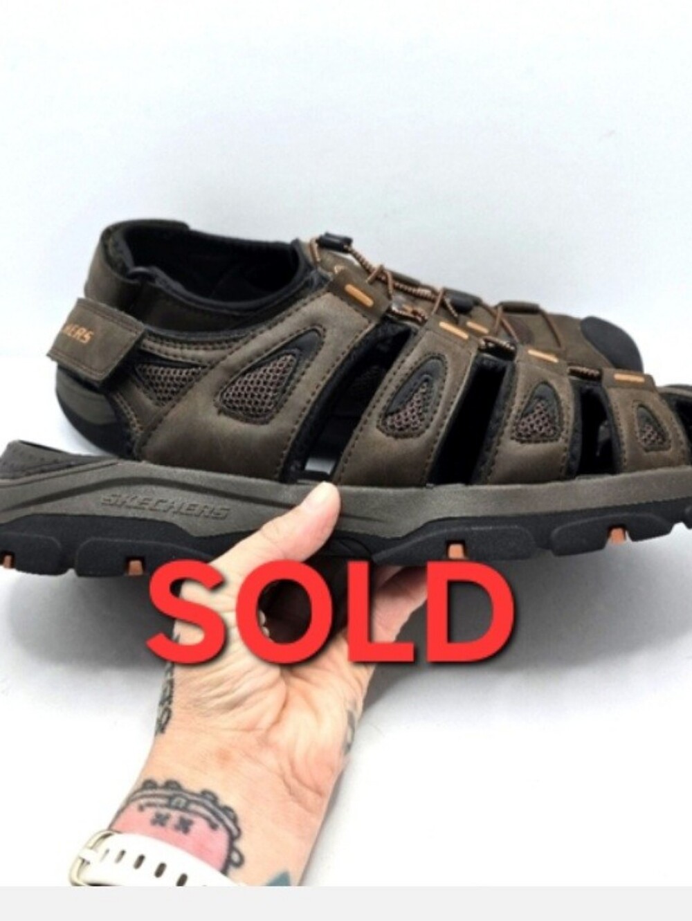 Skechers | Tresman Outseen brown leather Gorpcore closed toe sandals | MENS 12